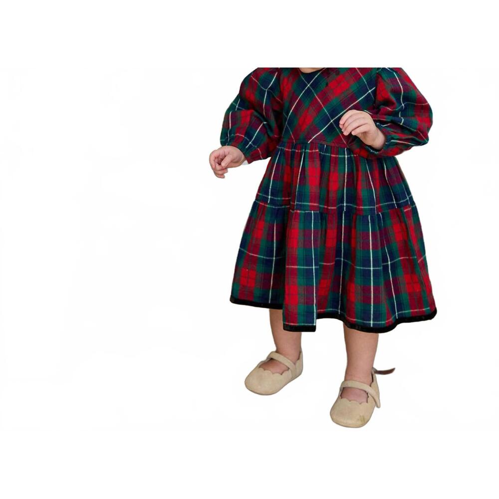 NEW PINK CHICKEN kid's maribelle dress set in red tartan